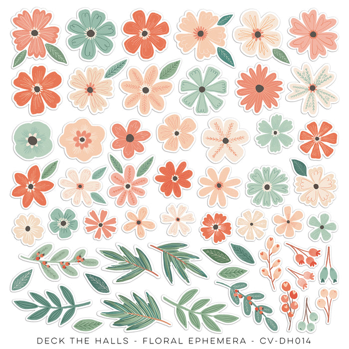 Cocoa Vanilla Studio Deck The Halls - Floral Die-Cut Ephemera