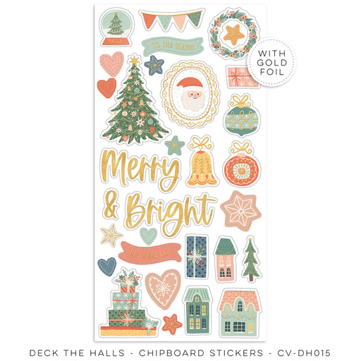 Cocoa Vanilla Studio Deck The Halls - Chipboard Stickers