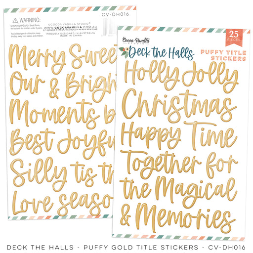 Cocoa Vanilla Studio Deck The Halls - Puffy Title Stickers