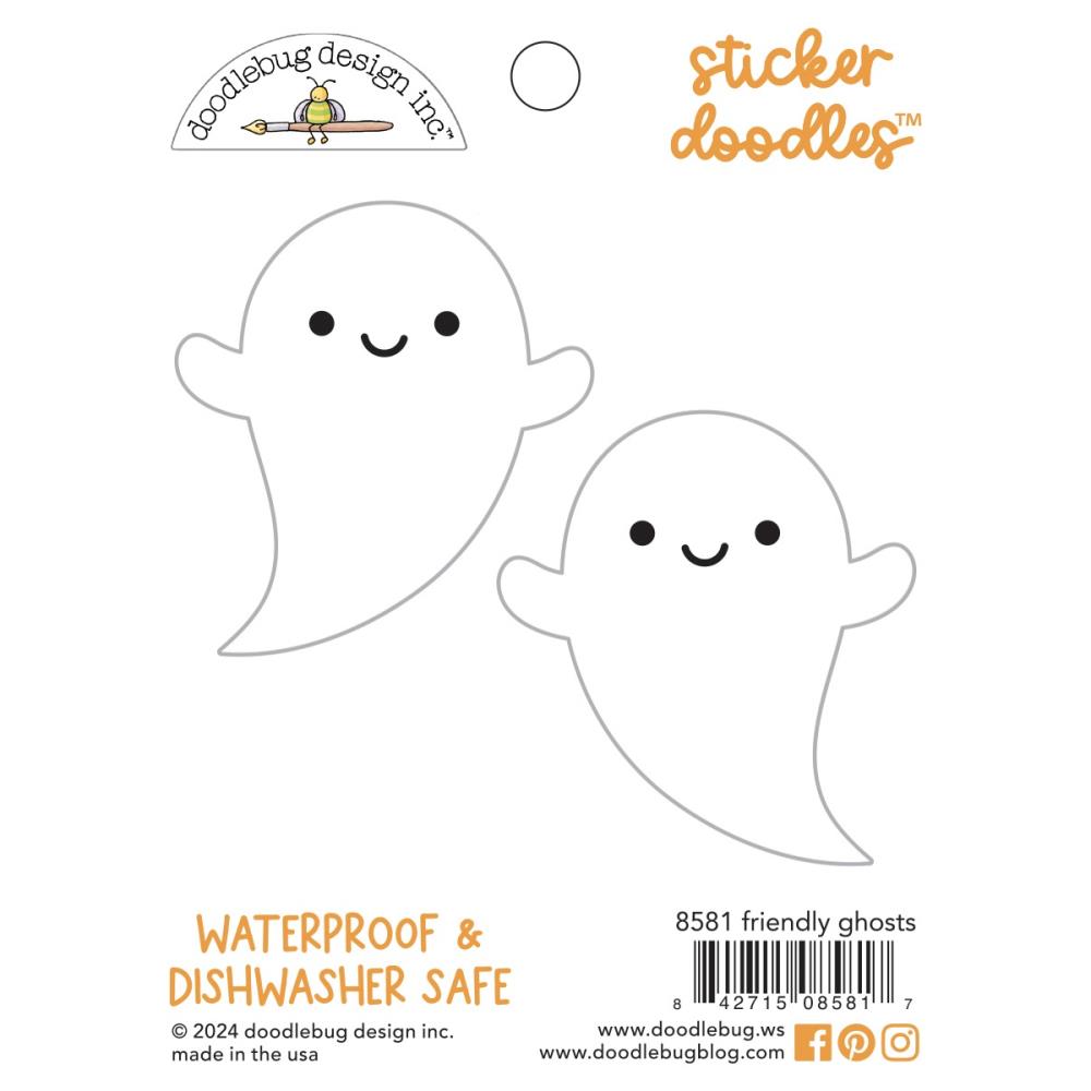 Doodlebug Design Hey Pumpkin - Friendly Ghosts Cardstock Sticker Doodle