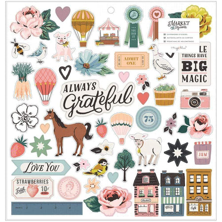 American Crafts Maggie Holmes Market Square - Chipboard Stickers