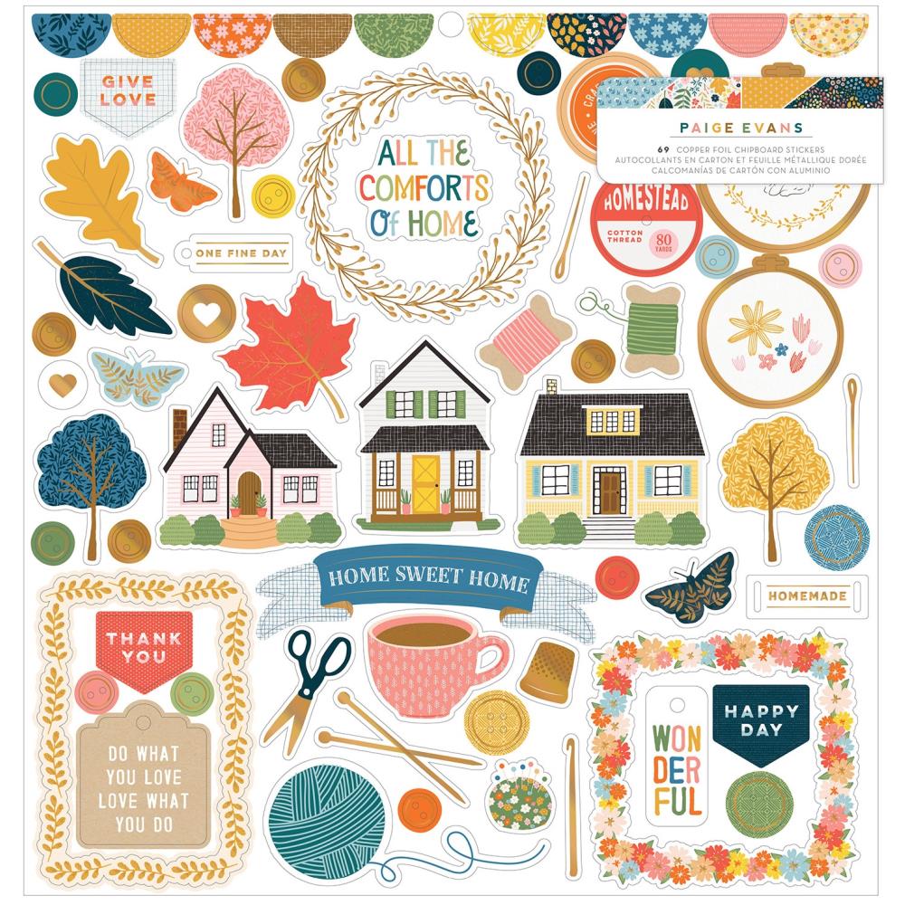 American Crafts Paige Evans Bungalow Lane - Chipboard Stickers