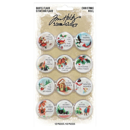 Tim Holtz Idea-ology - Christmas Quote Flair Buttons