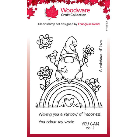 Woodware Clear Magic Stamp - Rainbow Gnome