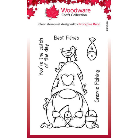 Woodware Clear Magic Stamp - Fishing Gnome