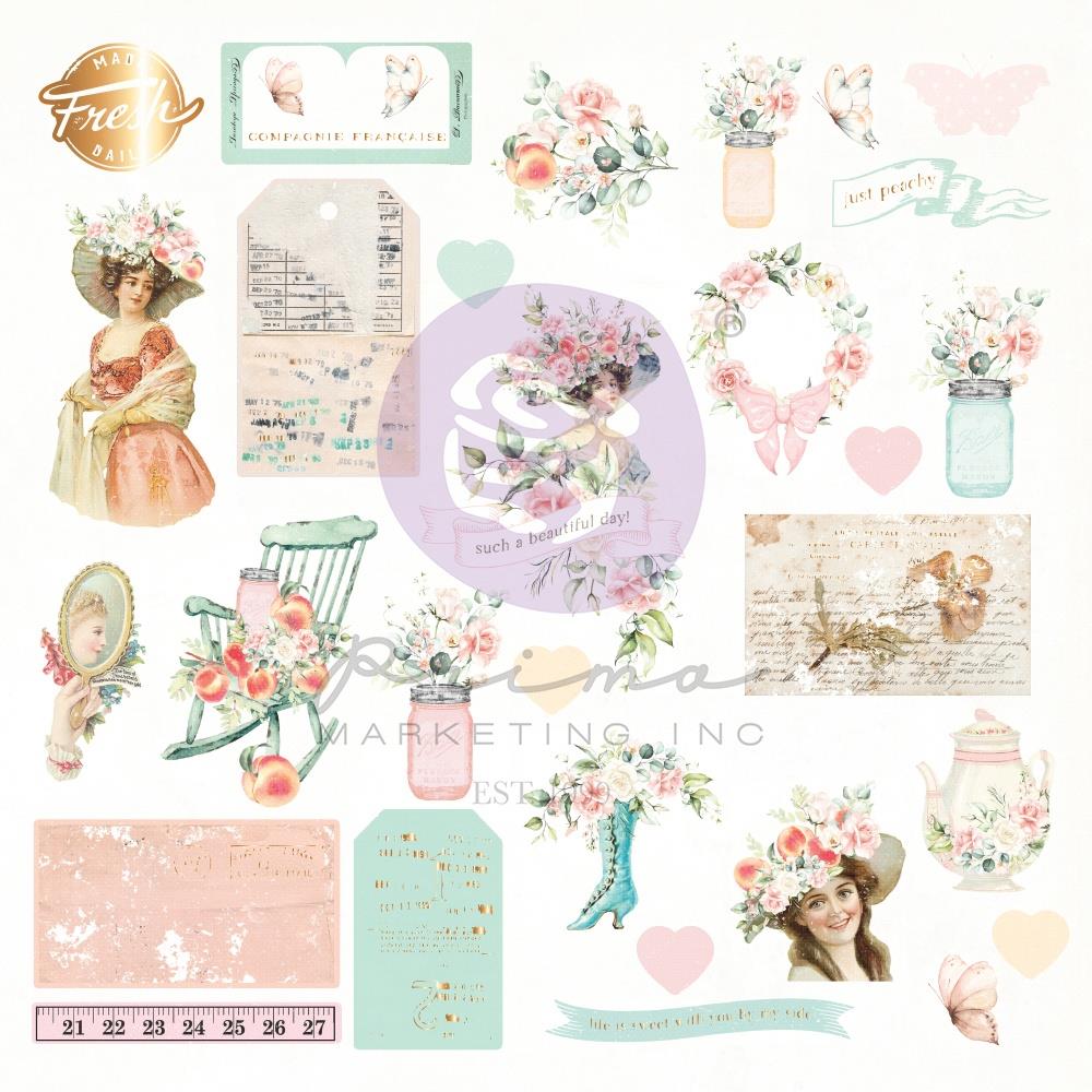 Prima Peach Tea - Ephemera 29 Pieces