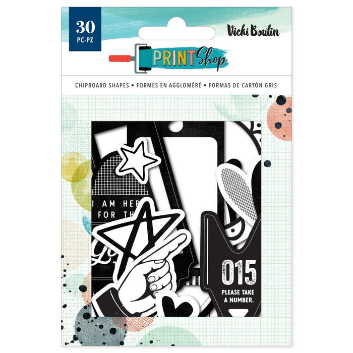 American Crafts Vicki Boutin Print Shop - Mixed Chipboard Shapes