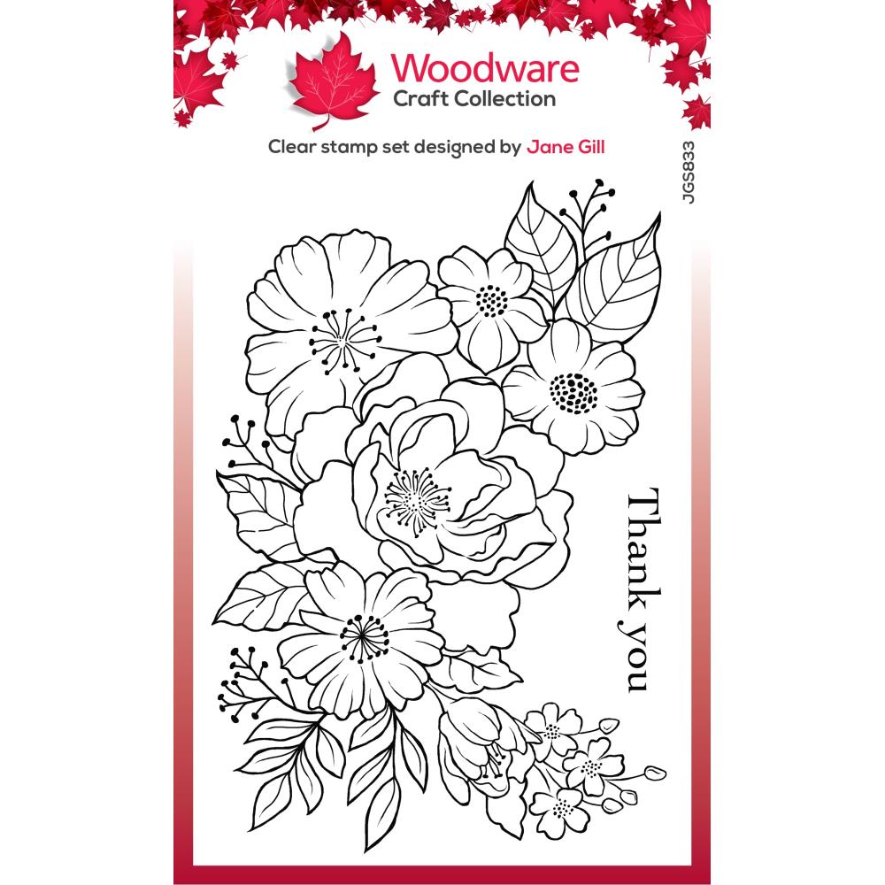 Woodware Clear Magic Stamp - Floral Thank You