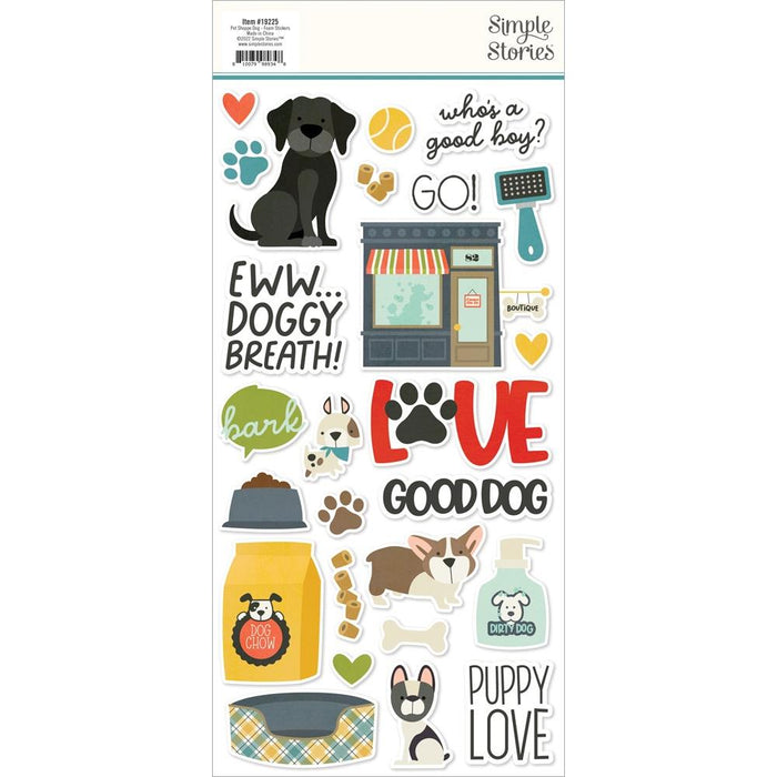 Simple Stories Pet Shoppe Dog - Foam Stickers