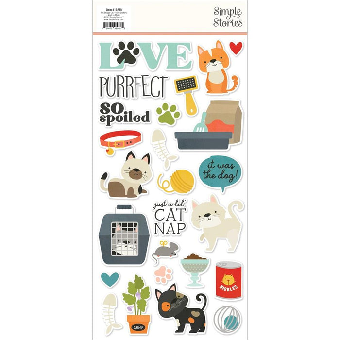 Simple Stories Pet Shoppe Cat - Foam Stickers