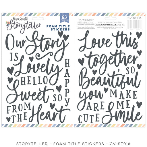 Cocoa Vanilla Studio Storyteller - Foam Title Stickers