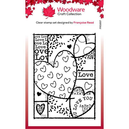 Woodware Clear Magic Stamp - Heart Collage