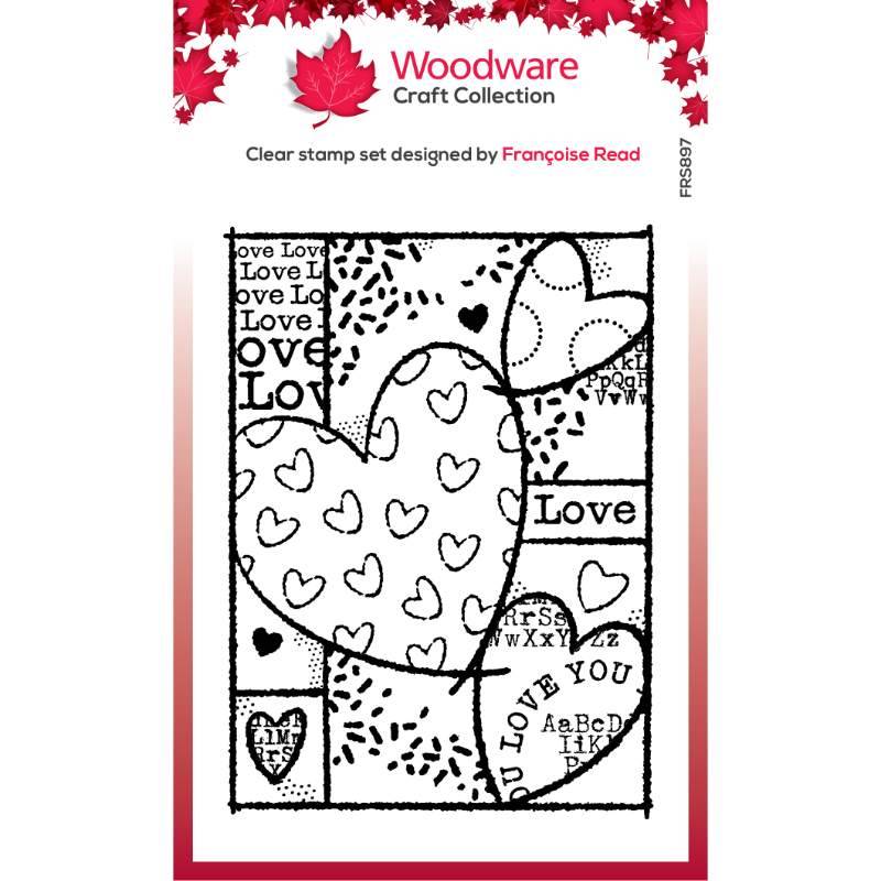 Woodware Clear Magic Stamp - Heart Collage