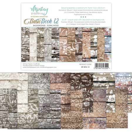 Mintay Papers Floral Wood Backgrounds - 6x8 Paper Pad