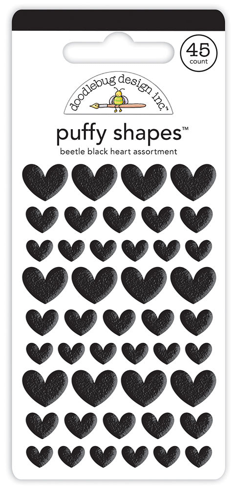 Doodlebug Design Puffy Shapes - Beetle Black Heart