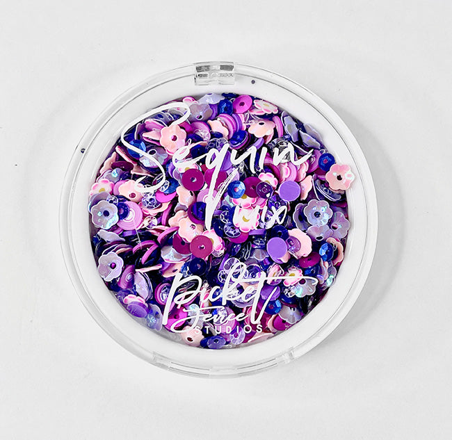 Picket Fence Studios Sequin Mix - Purple Blossoms