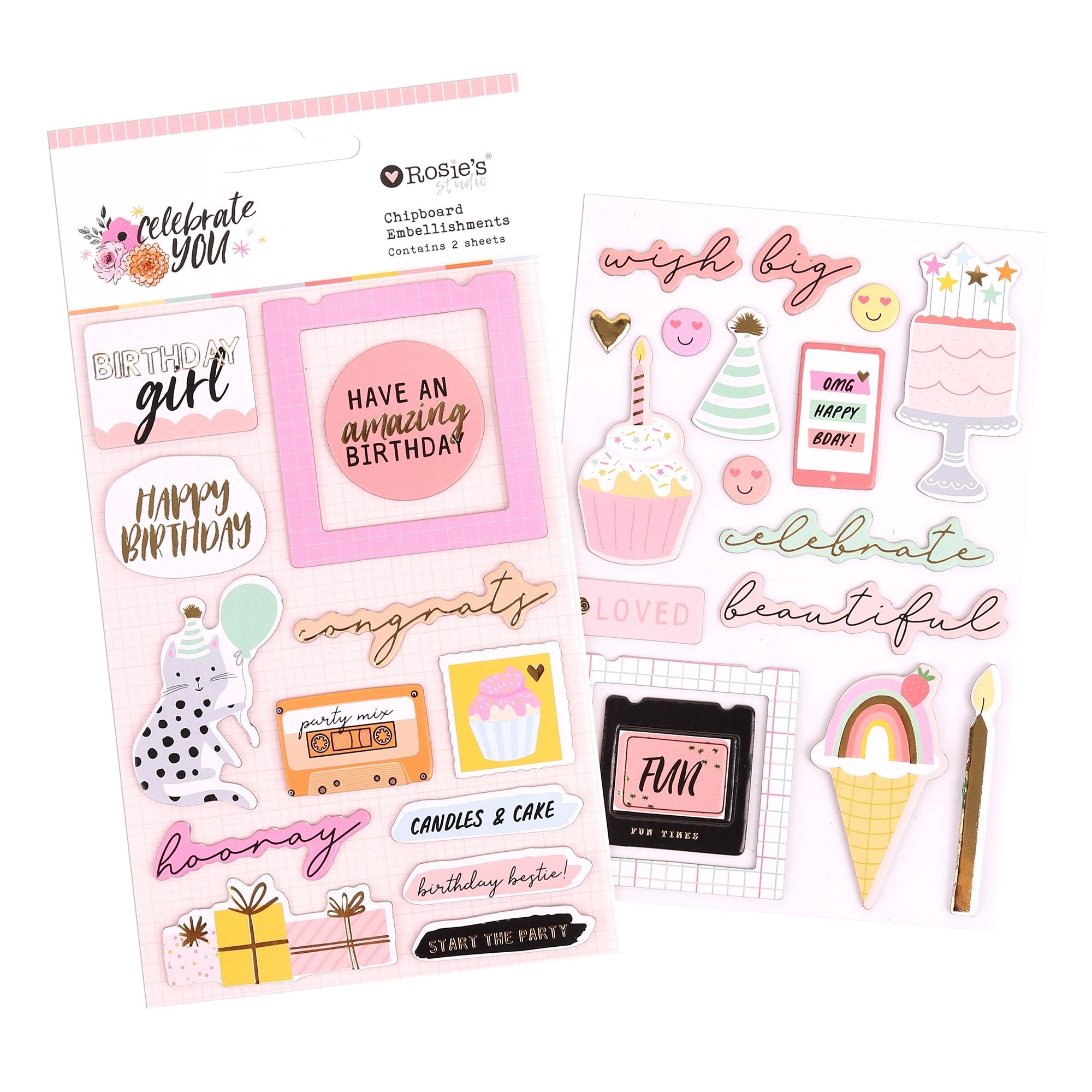 Rosie's Studio Celebrate You - Chipboard Embellishments