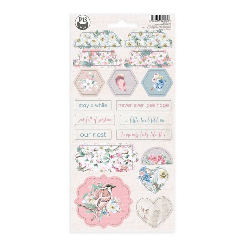 P13 Birdhouse - Chipboard Sticker Sheet #3